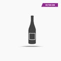 Black wine bottle icon with shadow.